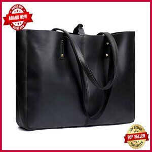 Genuine Leather Large Tote Bag for Work with Removable Pouch